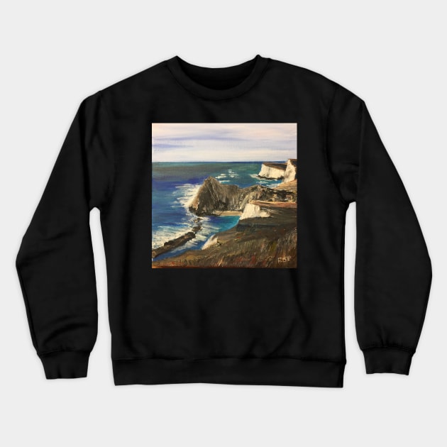 Man O' War on the Jurassic Coast Crewneck Sweatshirt by bobpetcher